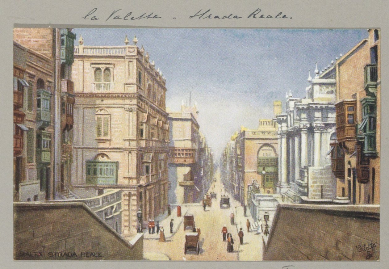 Királyi út Vallettában Málta, Strada Reale (cím a tárgyon) alkotó: Anonymous