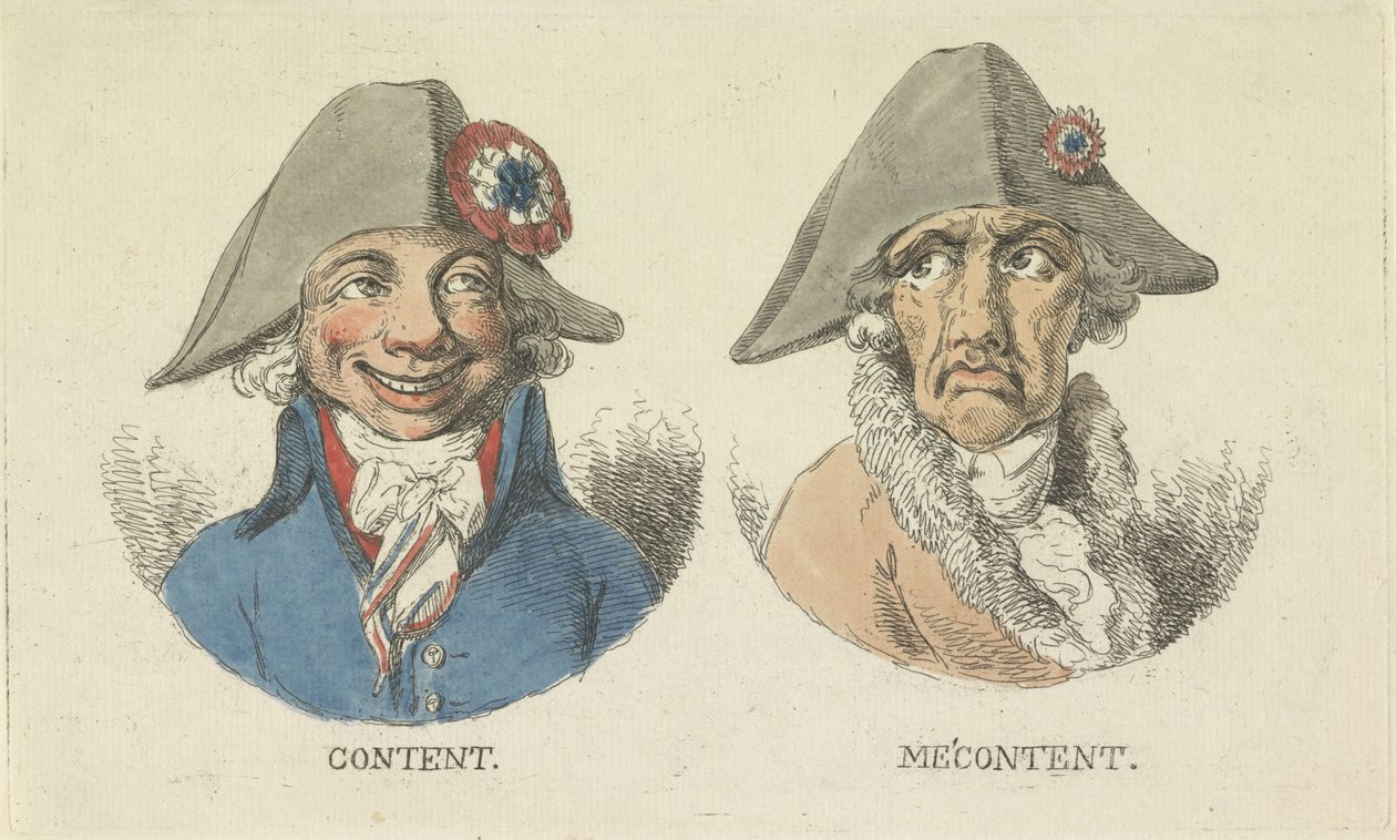Elégedett és elégedetlen, 1795 Tartalom / Én tartalom (cím az objektumon) alkotó: Anonymous