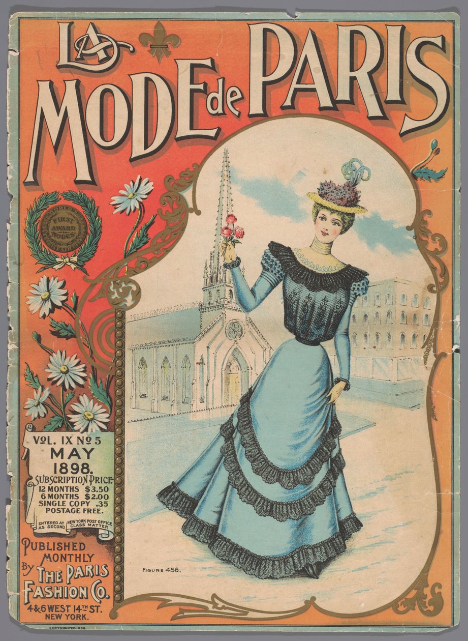 A Fashion Magazine mint csábító La Mode de Paris, 1898. május, 4. évf. IX, 5. szám, 456. ábra alkotó: Anonymous
