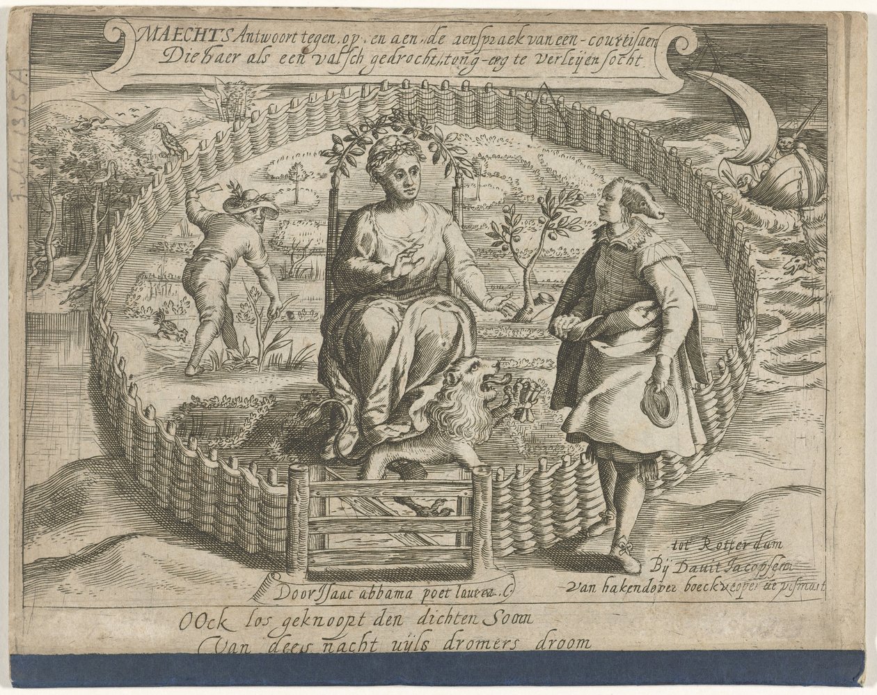 A röpirat címlapja: Maechts válaszol egy udvarhölgy beszéde ellen, on és aen / Die haer als een hamis szörnyűség, tongue-erg to leijen socht, 1617 alkotó: Anonymous