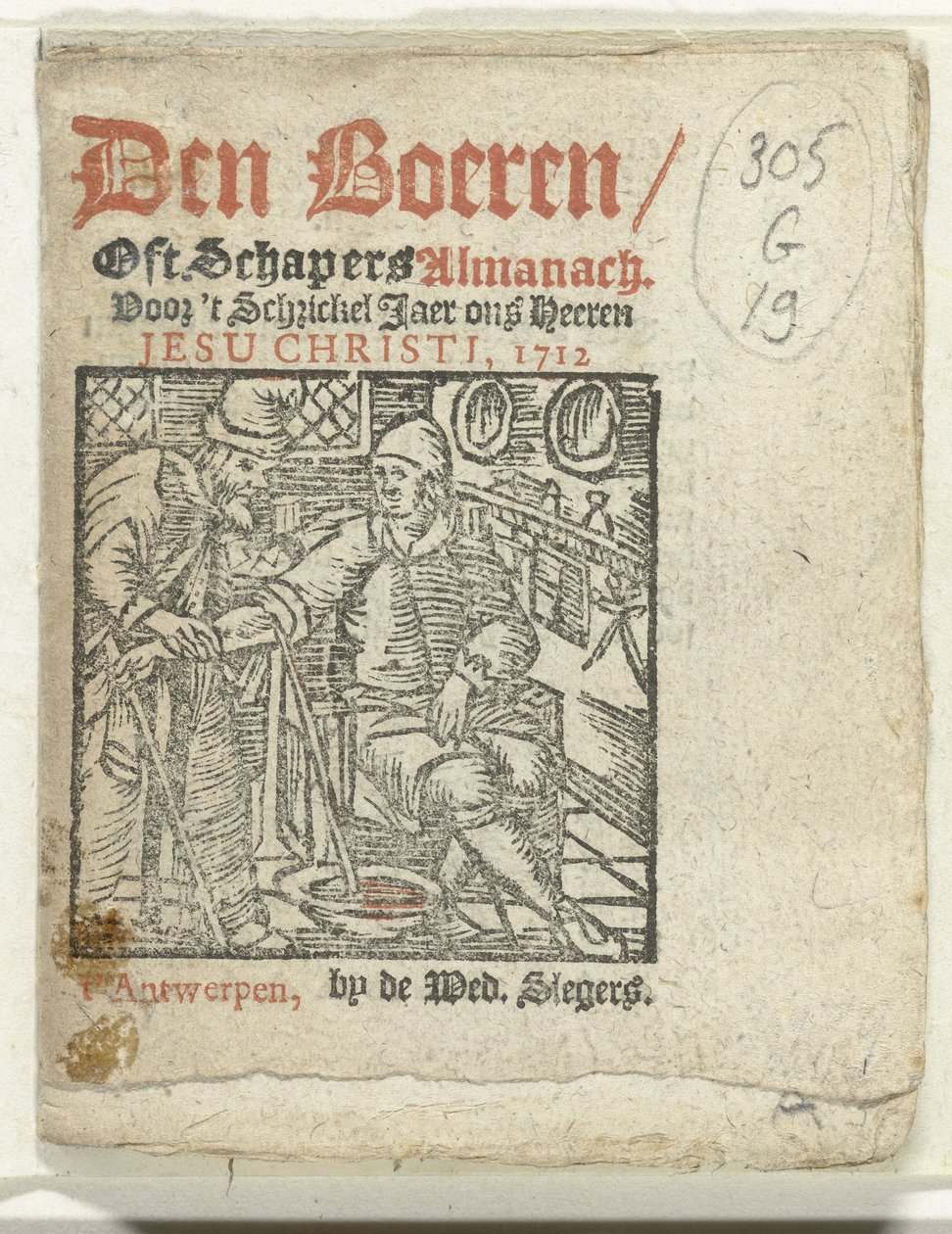 Címlap ehhez: Den Boeren / Oft Schapers Almanach Voor 