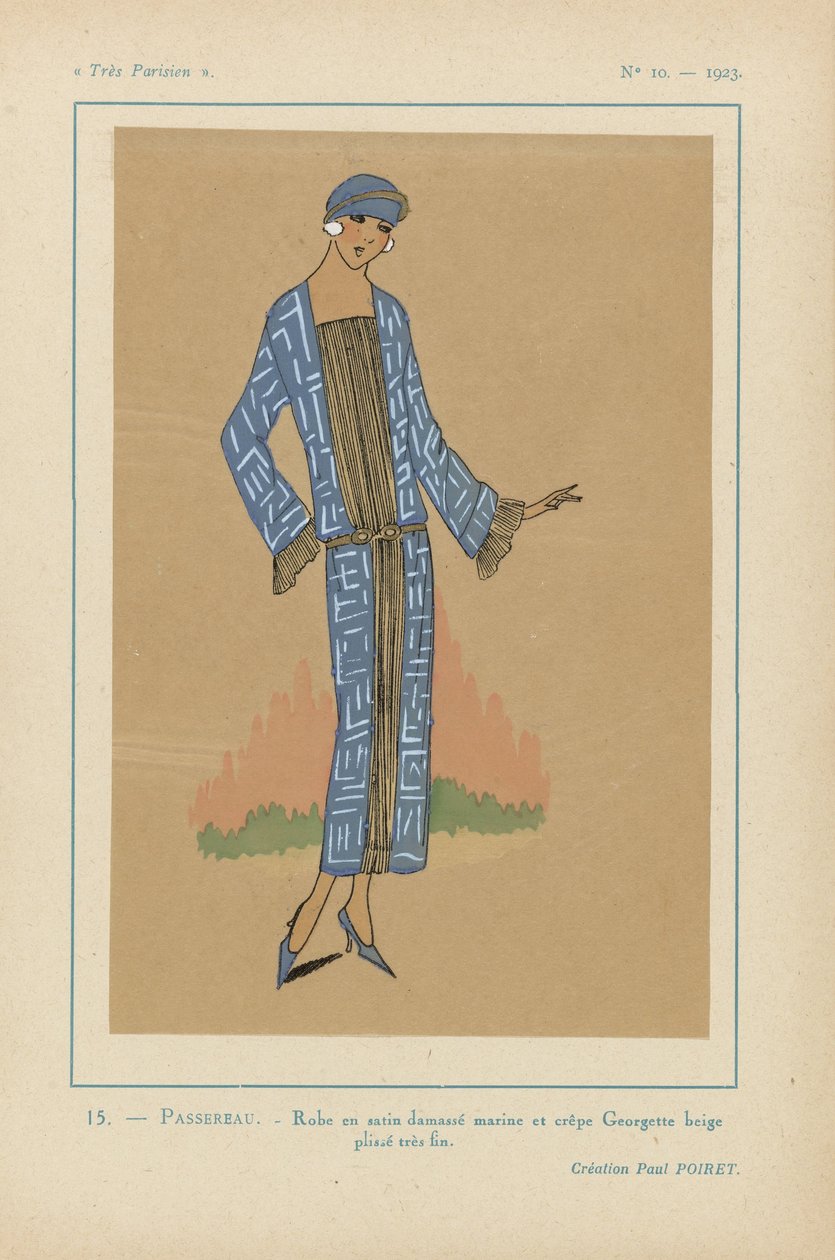 Nagyon párizsi, 1923, 10. sz.: 15.- PASSEREAU. - Damaszt szatén ruha... alkotó: Anonymous