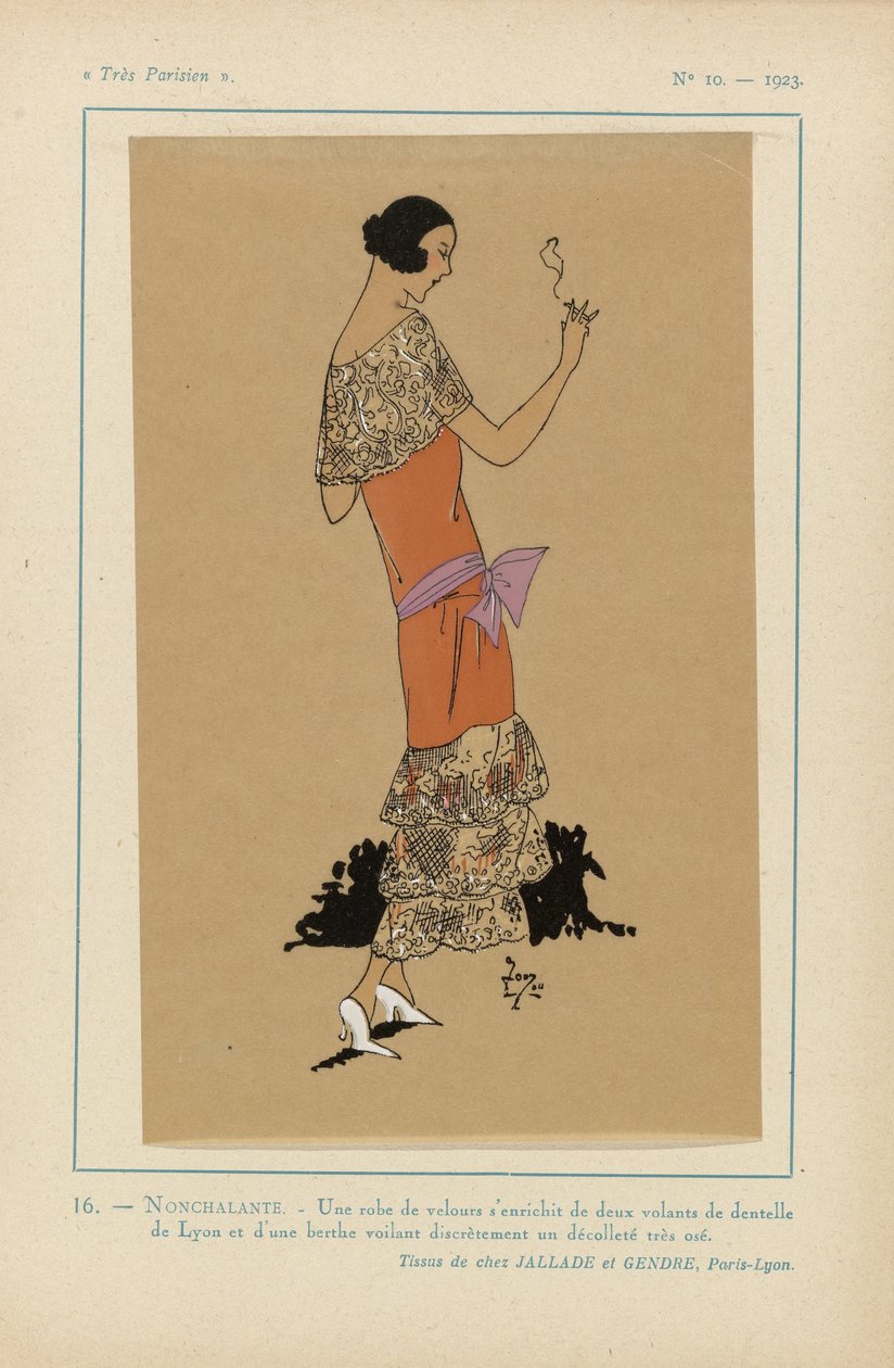 Nagyon párizsi, 1923, 10. sz.: 16.- NEM FIGYELMEZTETÉS. - Bársony ruha... alkotó: Anonymous