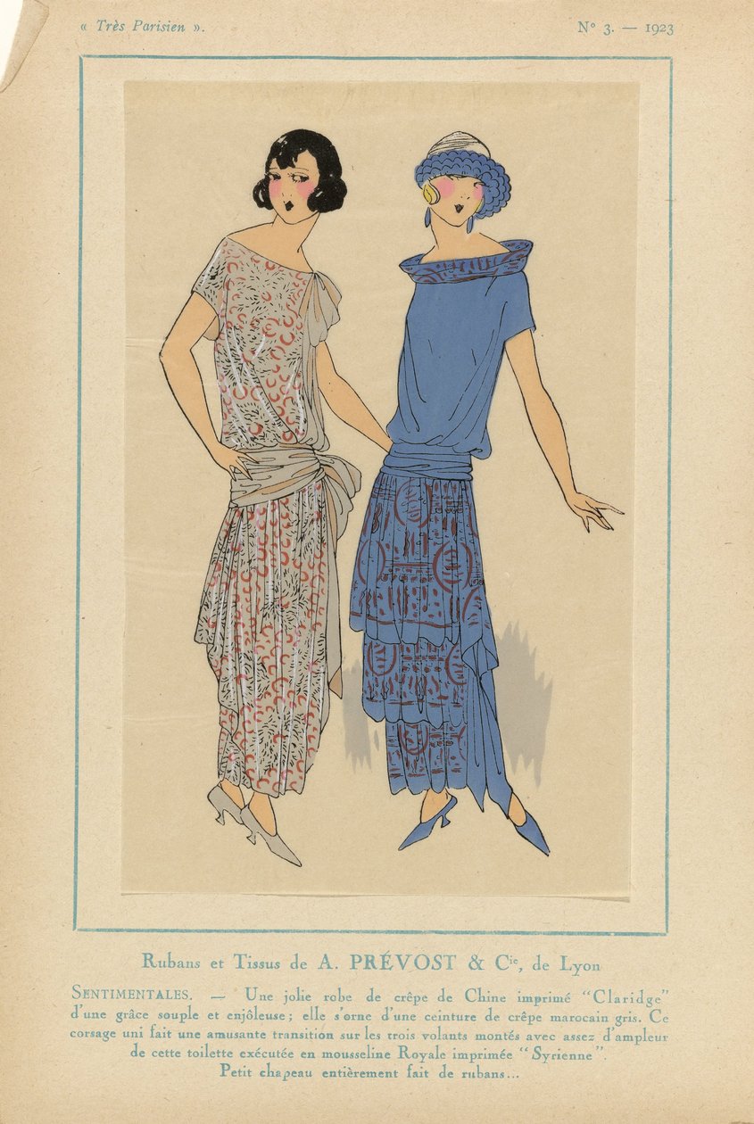 Nagyon párizsi, 1923, 3. sz.: A. PRÉVOST szalagjai és szövetei...SENTIMENTALES... alkotó: Anonymous