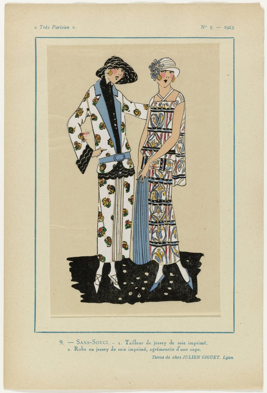 Nagyon párizsi, 1923, 5. sz.: 9.- SANS-SOUCI. 1. Jersey öltöny... alkotó: Anonymous
