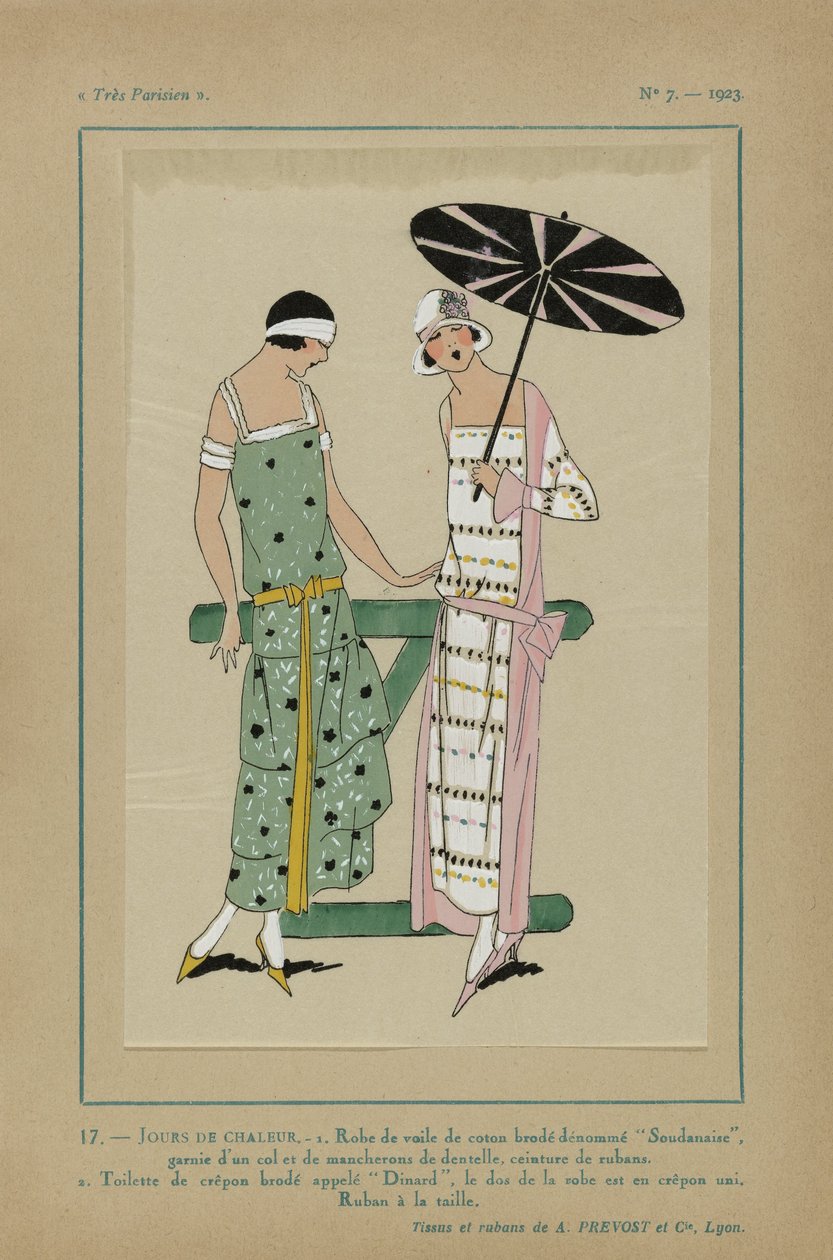 Nagyon párizsi, 1923, 7. sz.: 17.- HŐSÉG NAPOK. - 1. Pamut voile ruha... alkotó: Anonymous