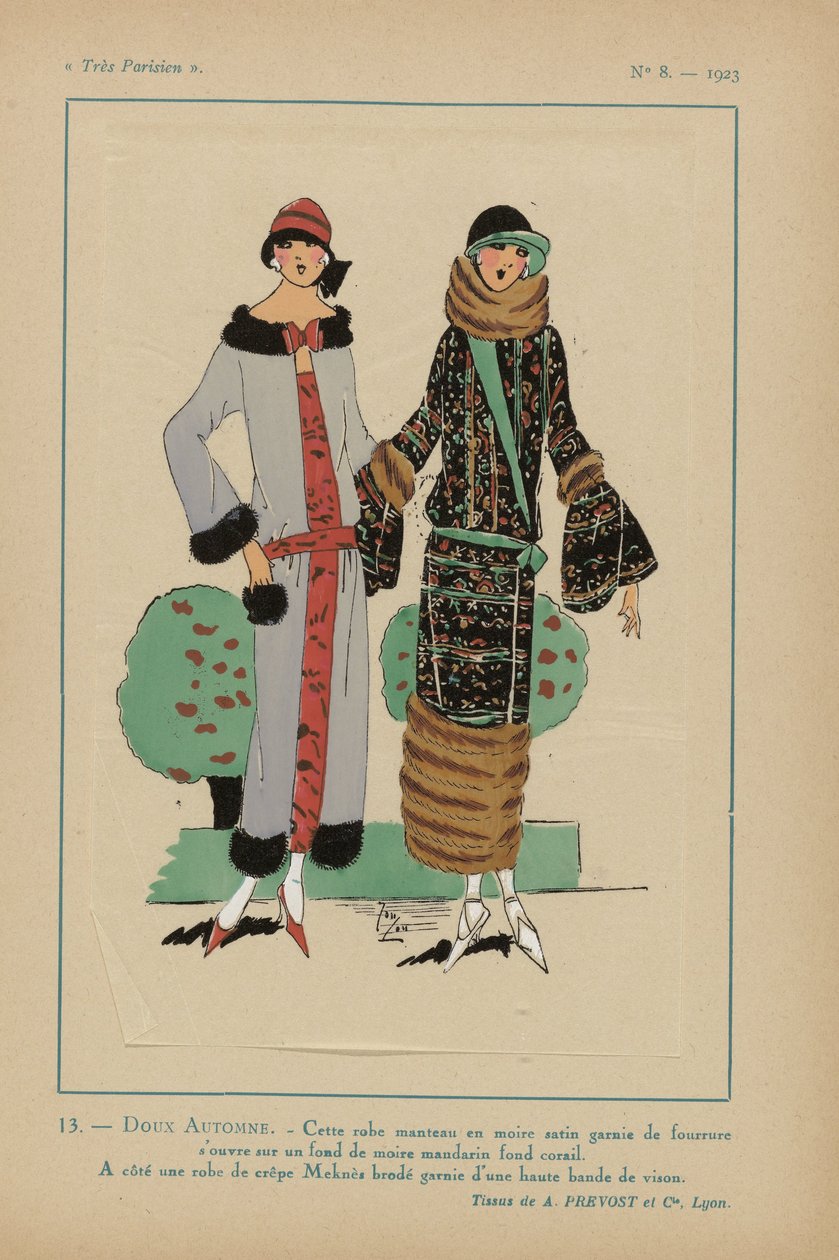 Nagyon párizsi, 1923, 8. sz.: 13.- ÉDES ŐSZ. - Ez a kabát ruha... alkotó: Anonymous