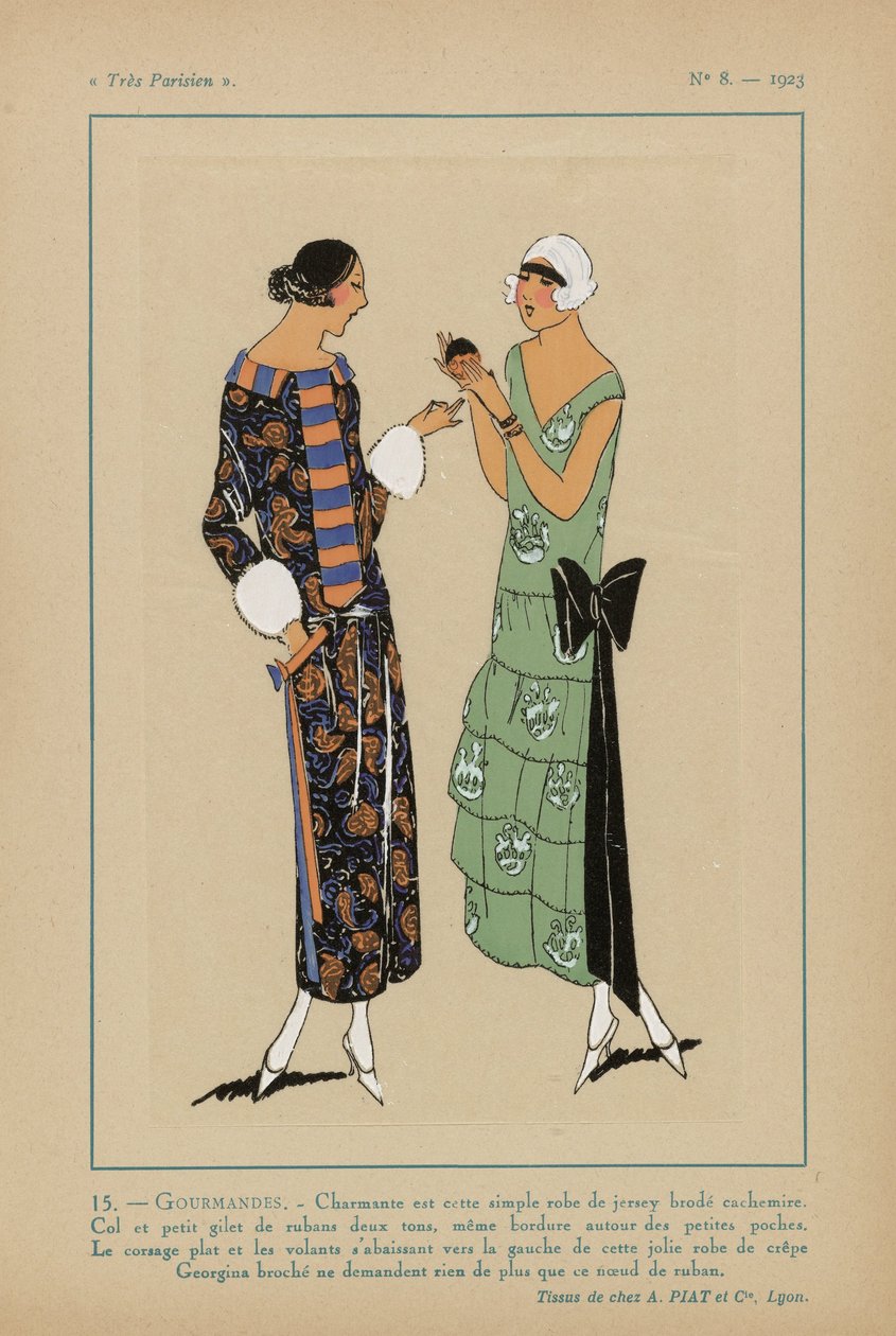 Nagyon párizsi, 1923, 8. sz.: 15.- GOURMANDISES. - Bájos ez az egyszerű ruha... alkotó: Anonymous