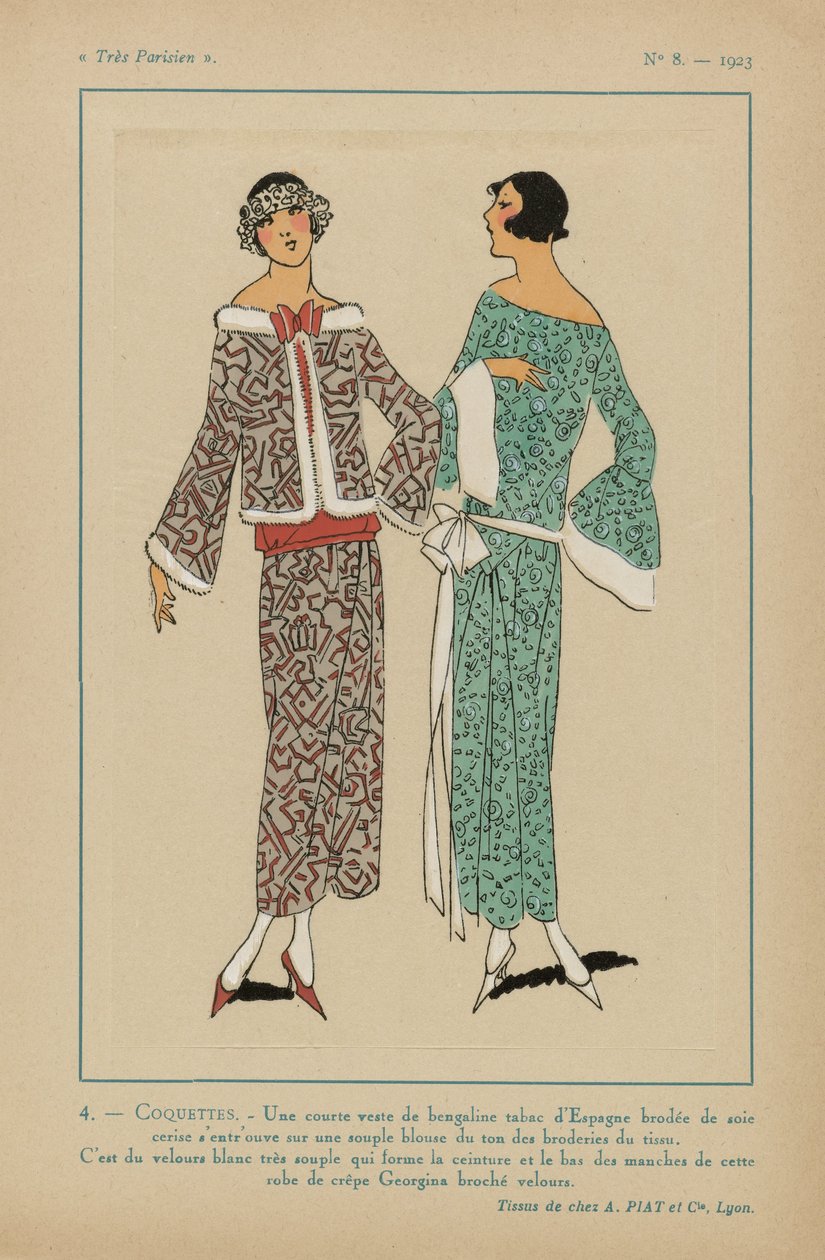 Nagyon párizsi, 1923, 8. sz.: 4. - KOKETTEK. / Egy rövid kabát... alkotó: Anonymous