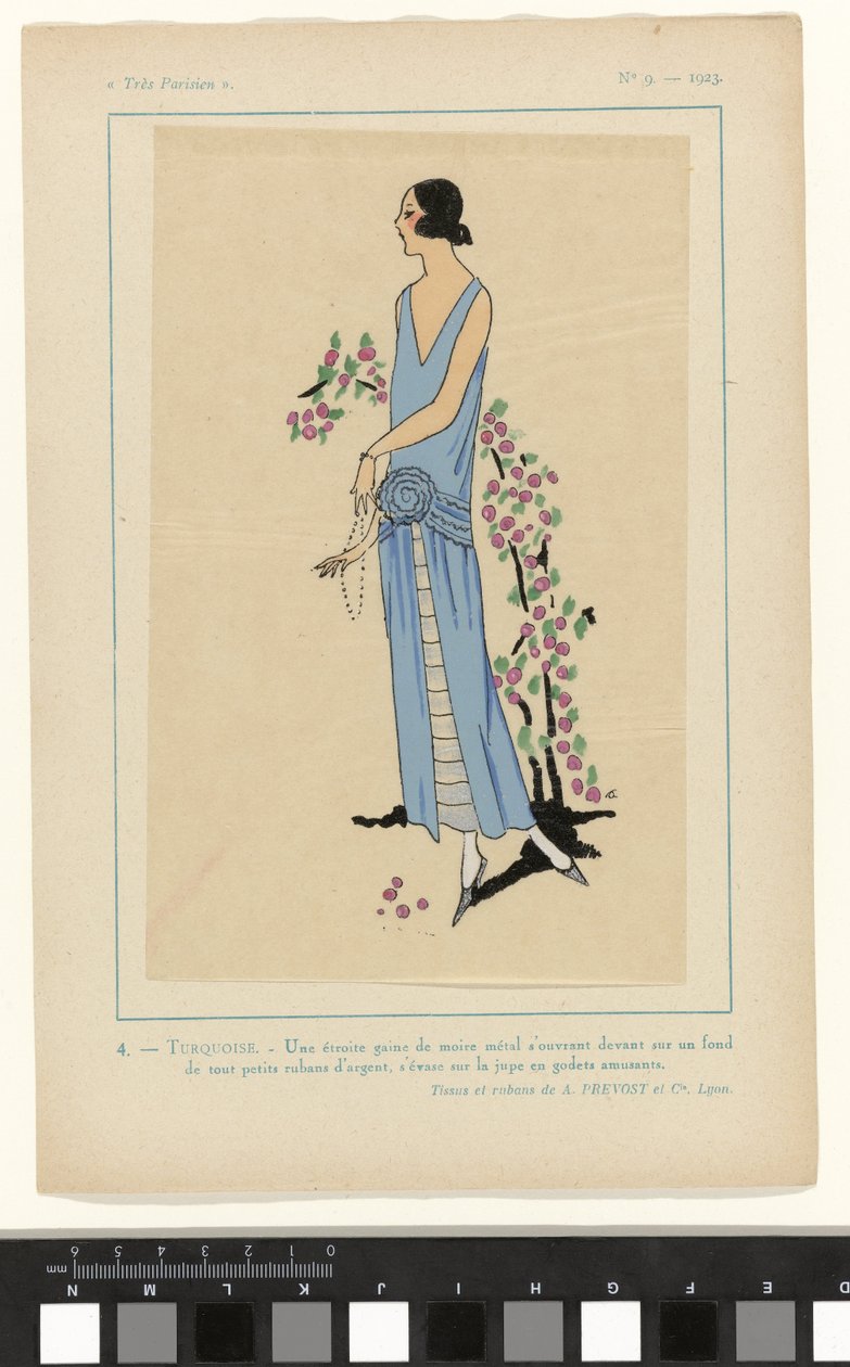 Nagyon párizsi, 1923, 9. sz.: 4. - TÖRKIZ. - Egy keskeny moire burok... alkotó: Anonymous