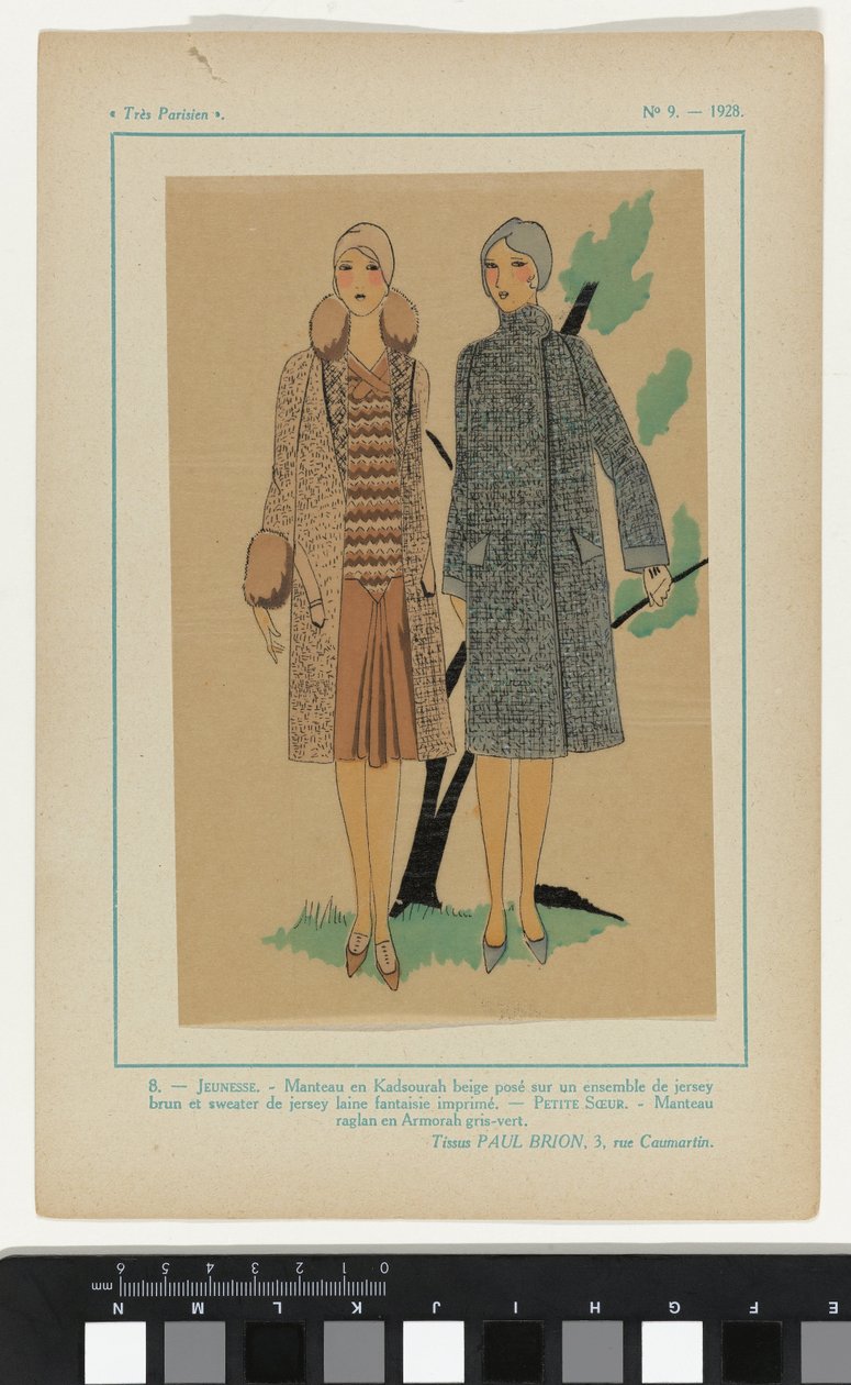 Nagyon párizsi, 1928, 9. sz.: 8.- IFJÚSÁG. Kadsurah kabát... alkotó: Anonymous