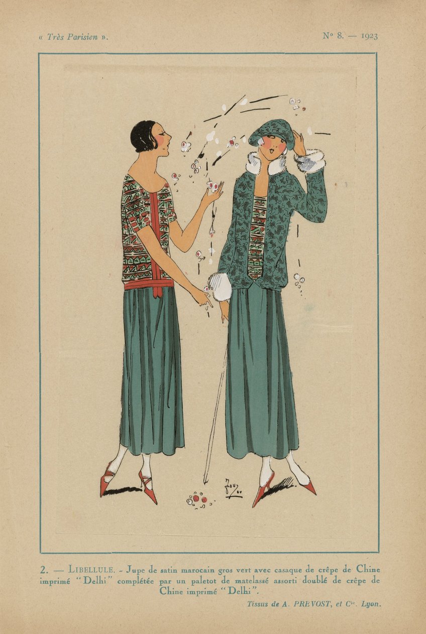 Nagyon párizsi. Divat, elegáns, elegancia Nagyon párizsi, 1923, 8. sz.: 2.- SÁRKÁNY. / Marokkói szatén szoknya... alkotó: Anonymous