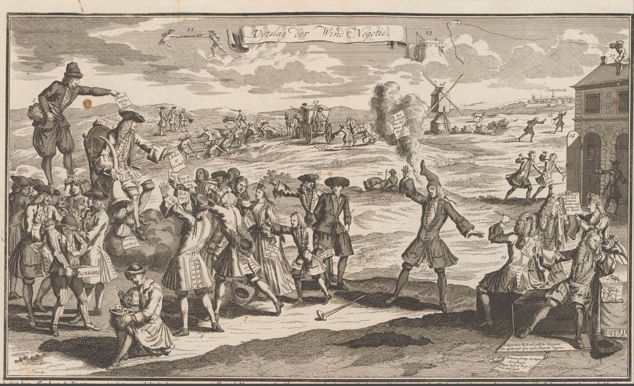 A szélkereskedelem eredménye, 1720 Uytslag der Wind Negotie (cím az objektumon) A bolondság nagy jelenete (sorozat címe) alkotó: Anonymous