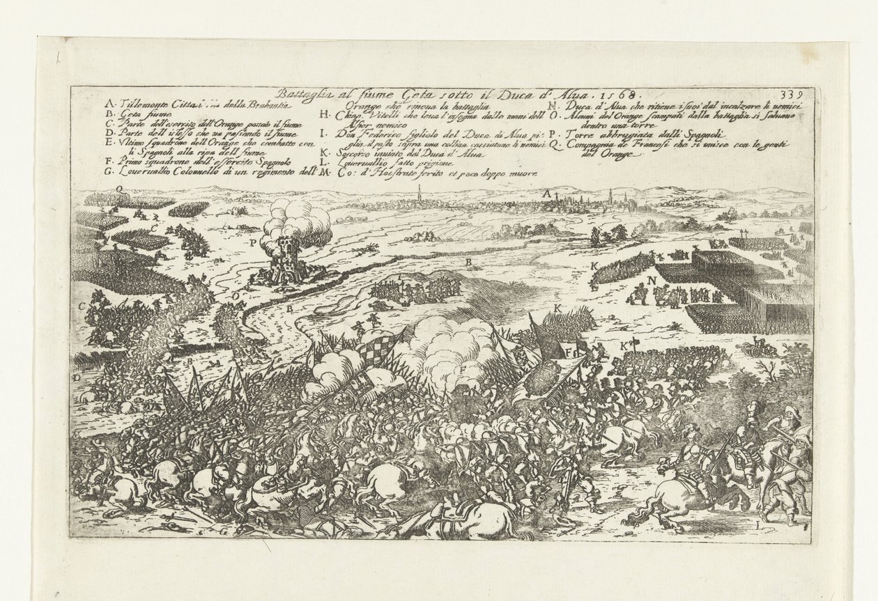 Veldslag aan de rivier de Gete, 1568 Csata a Geta folyónál Alva hercege alatt. 1568 (cím a tárgyon) alkotó: Anonymous