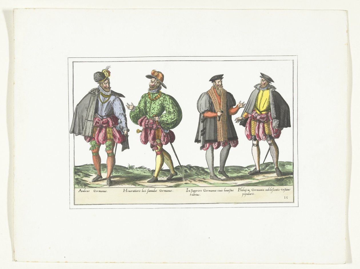 Négy férfi német divat szerint öltözve, 1580 körül Jelmezek (cím a tárgyon) alkotó: Anonymous