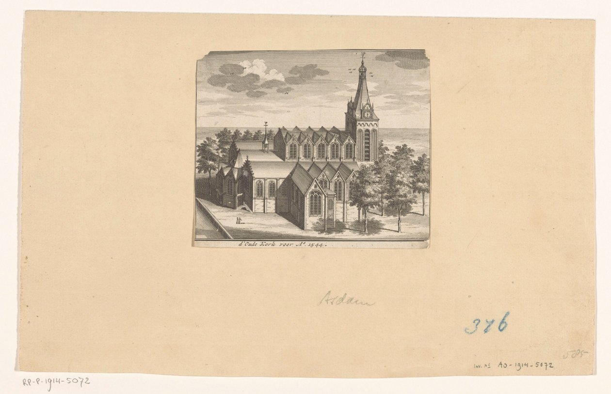 Az amszterdami Oude Kerk madártávlatból, 1544 előtt d