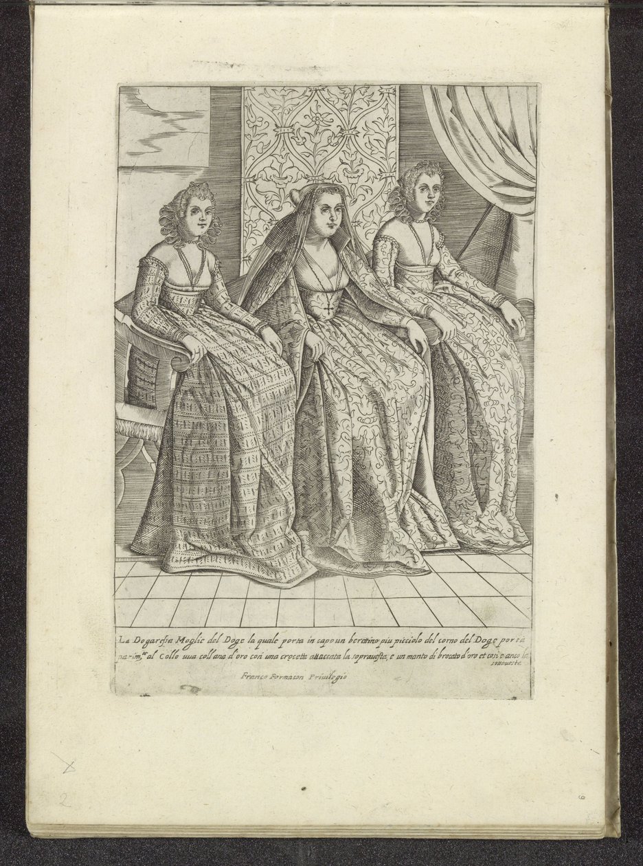Vrouw van de doge met twee vrouwen Scènes uit het Venetiaanse Leven (sorozat címe) Habiti d