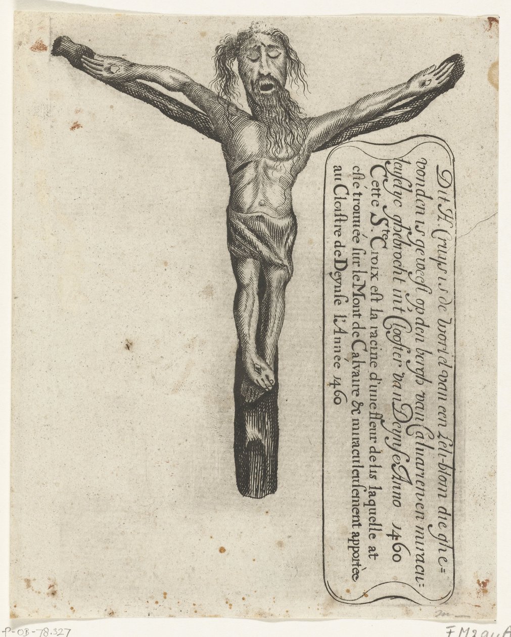 Csodálatos feszület a deinzei kolostorban, 1460 Ez a H. Cruys egy Leli-blom gyökere, amelyet a den Bergh van Calvarien és a Miraculeuselyc ghebrocht-on találtak, in