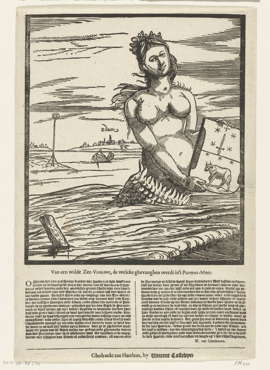 Edam sellője, 1403 Egy vad Sea-Ladytől a welcke ghevanghen volt Purmer-Meerben (cím a tárgyon) alkotó: Anonymous