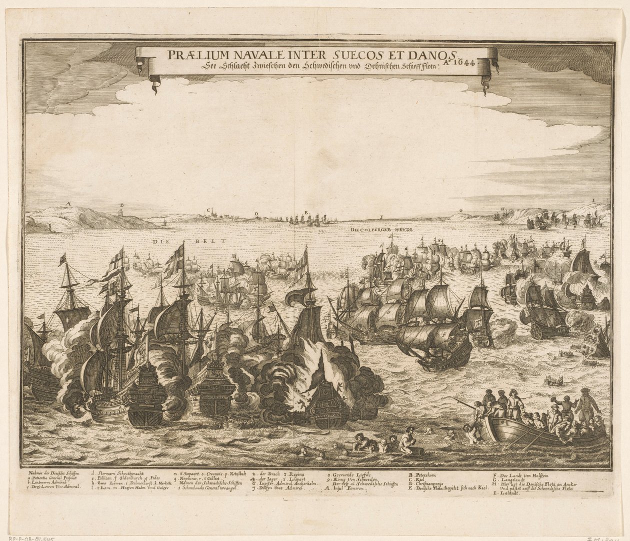 Tengerészeti csata a svéd és a dán flották között az övben, 1644 Praelium navale inter Suecos et Danos / Ao. 1644 / Lásd Schlacht Zwieschen den Schwedischen und Dehnischen Schieffflota (cím a tárgyon) alkotó: Anonymous