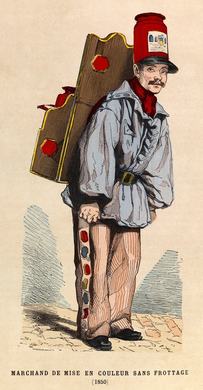 Egy súrlódás nélküli színező kereskedő Párizsban 1850-ben - magángyűjtemény alkotó: Anonymous Anonymous