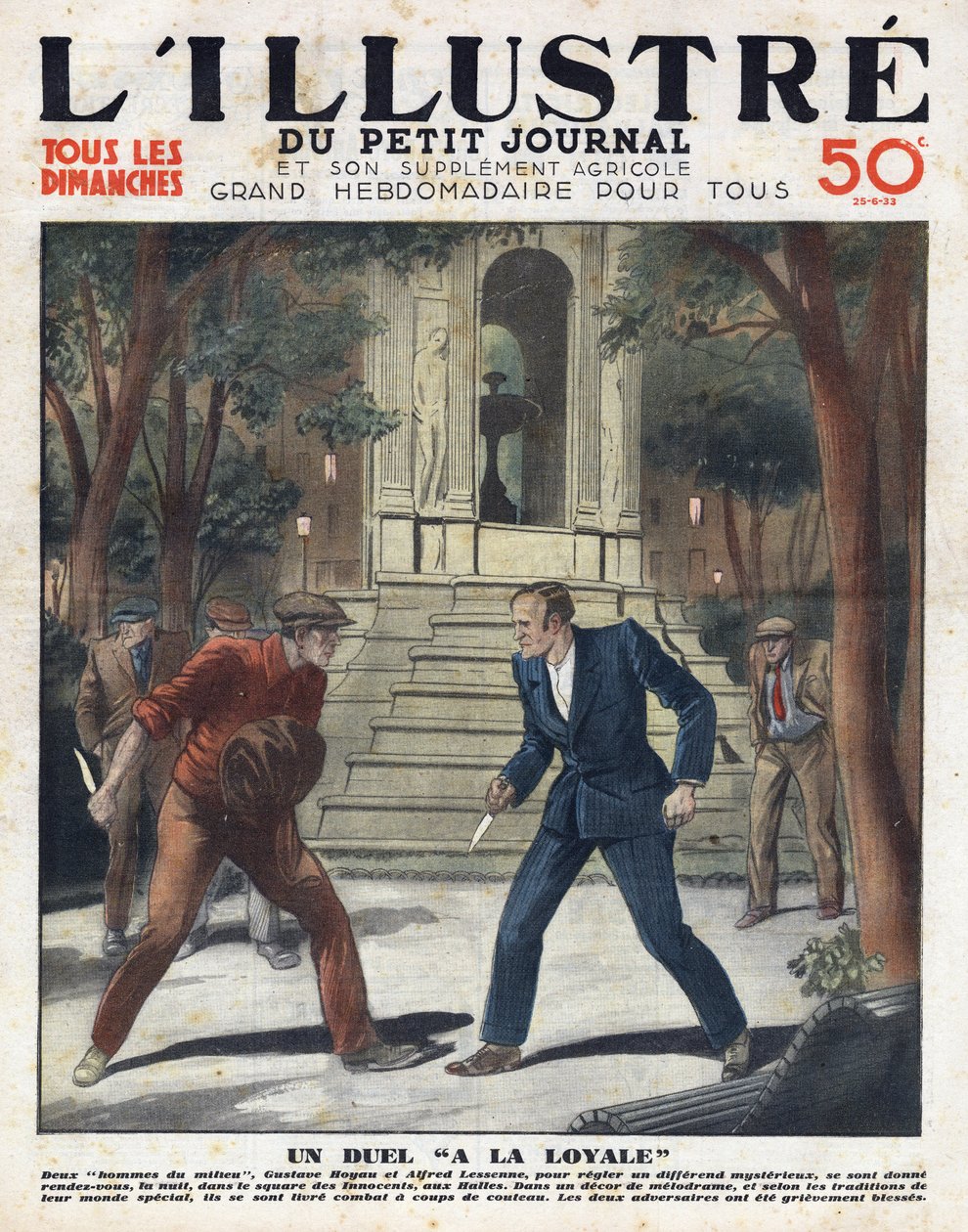Tisztességes párbaj: Gustave Hoyau és Alfred Lessene találkozott éjszaka az Innocents aux Halles téren, és késsel harcoltak alkotó: Anonymous Anonymous
