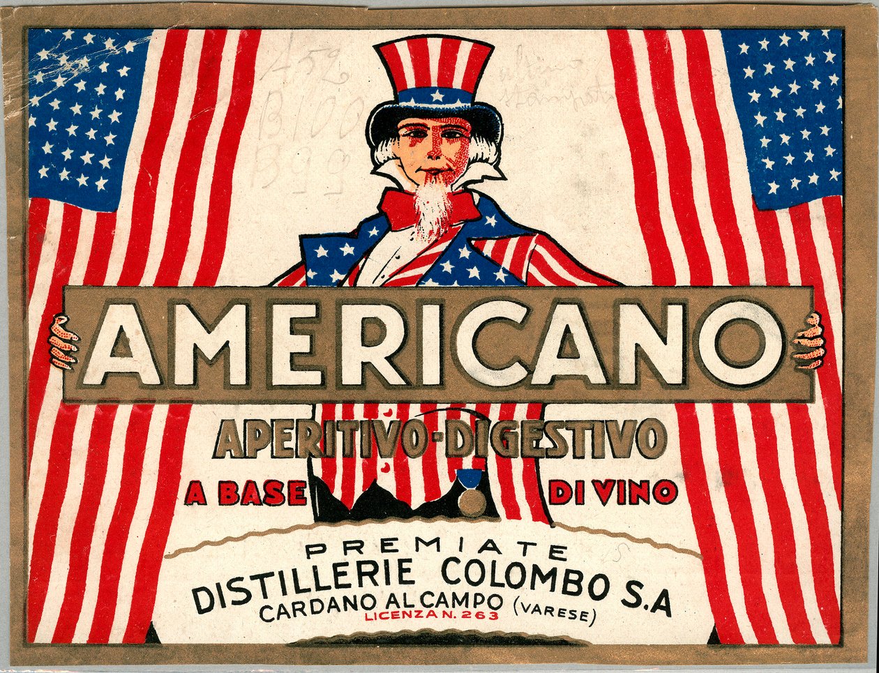 Az Americano olasz rövidital reklámja, Amerika Samu bácsi allegorikus megszemélyesítésével alkotó: Anonymous Anonymous