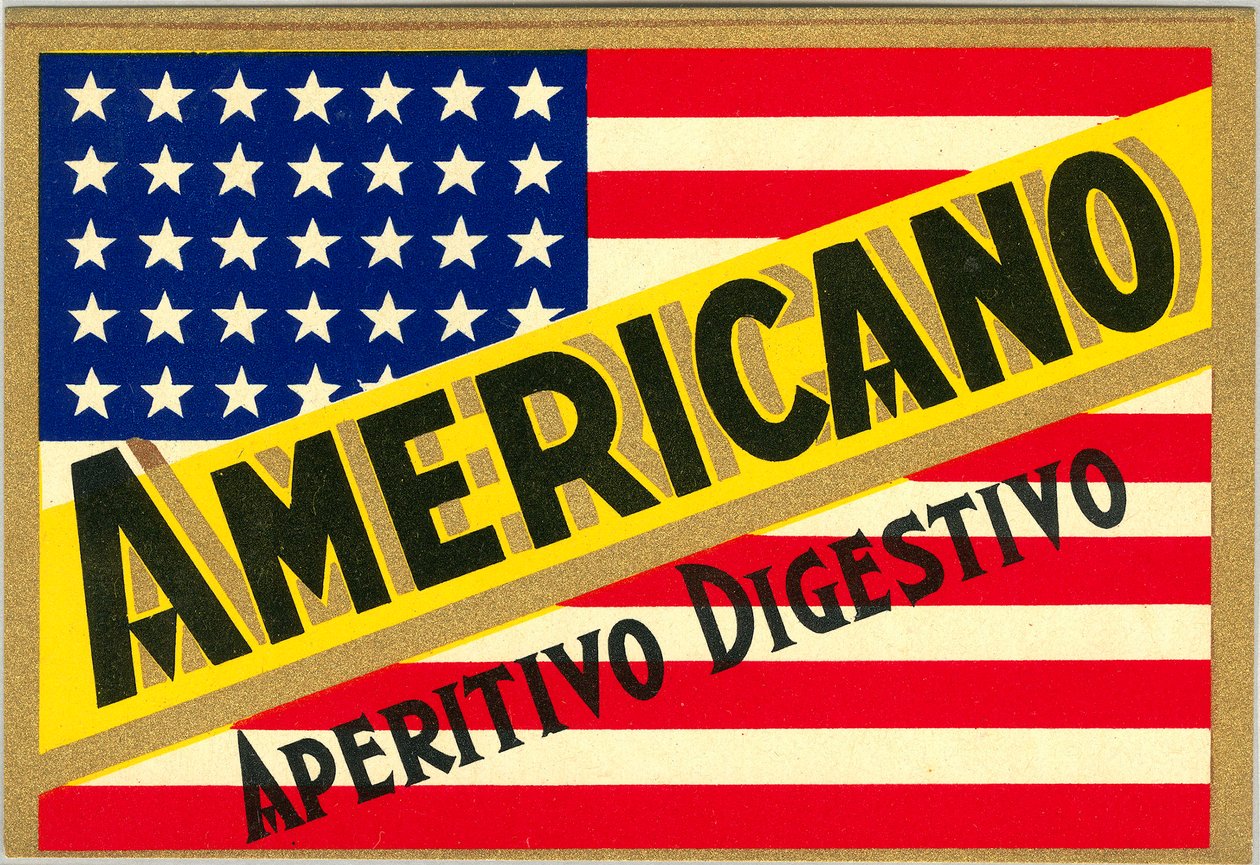 Americano olasz rövidital reklámja, amerikai zászlóval alkotó: Anonymous Anonymous