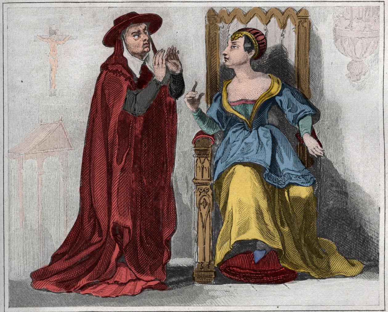 Agnes Sorel (1422-1450) (Beaute sur Marne hölgye) (Beaute-sur-Marne) bíborossal. Metszet 1859-ből a „” Le Monde-ban. Minden nép története a legtávolabbi időktől napjainkig”. M. E. de Lostalot-Bachoue (Lostalot Bachoue). . alkotó: Anonymous Anonymous