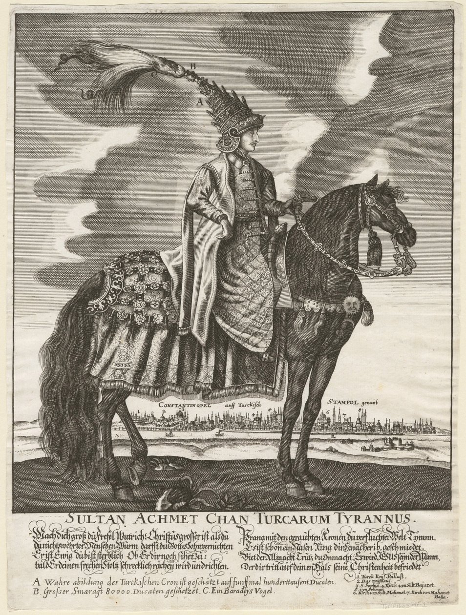 Ahmet III - Ahmed III szultán (1673-1736) - Anonymous - 1710 - Rézmetszet - 37,5x28 - Magángyűjtemény alkotó: Anonymous Anonymous
