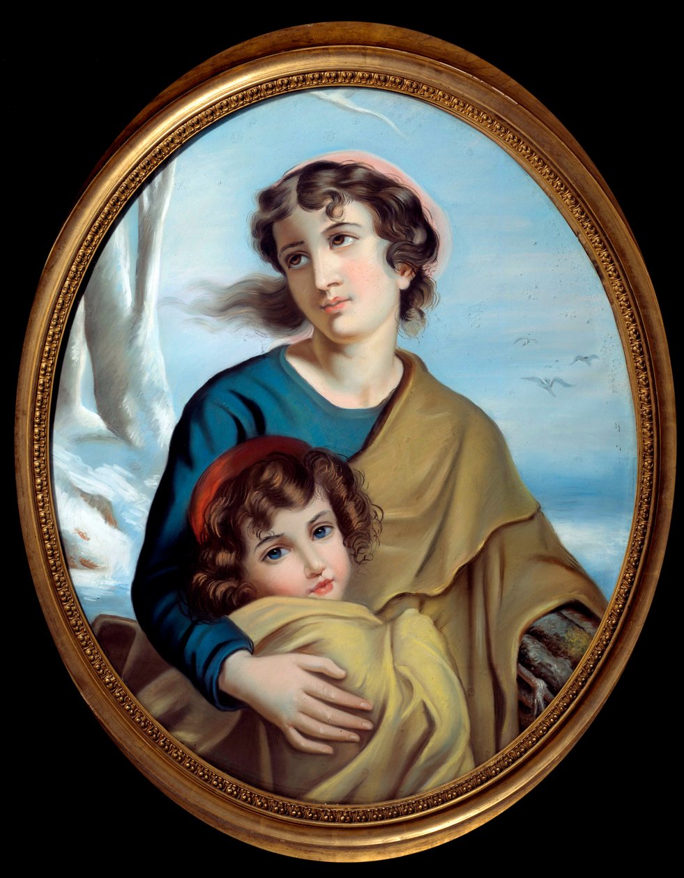 A tél allegóriája Egy anya megvédi gyermekét, hogy felmelegítse. Névtelen festmény. 18. század. Rouen, Szépművészeti Múzeum alkotó: Anonymous Anonymous