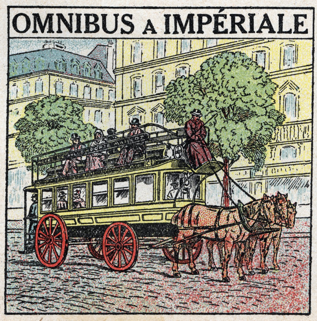 Állatvontatás: omnibus a imperiale a XIX. Névtelen illusztráció 1925-ből. Magángyűjtemény. alkotó: Anonymous Anonymous
