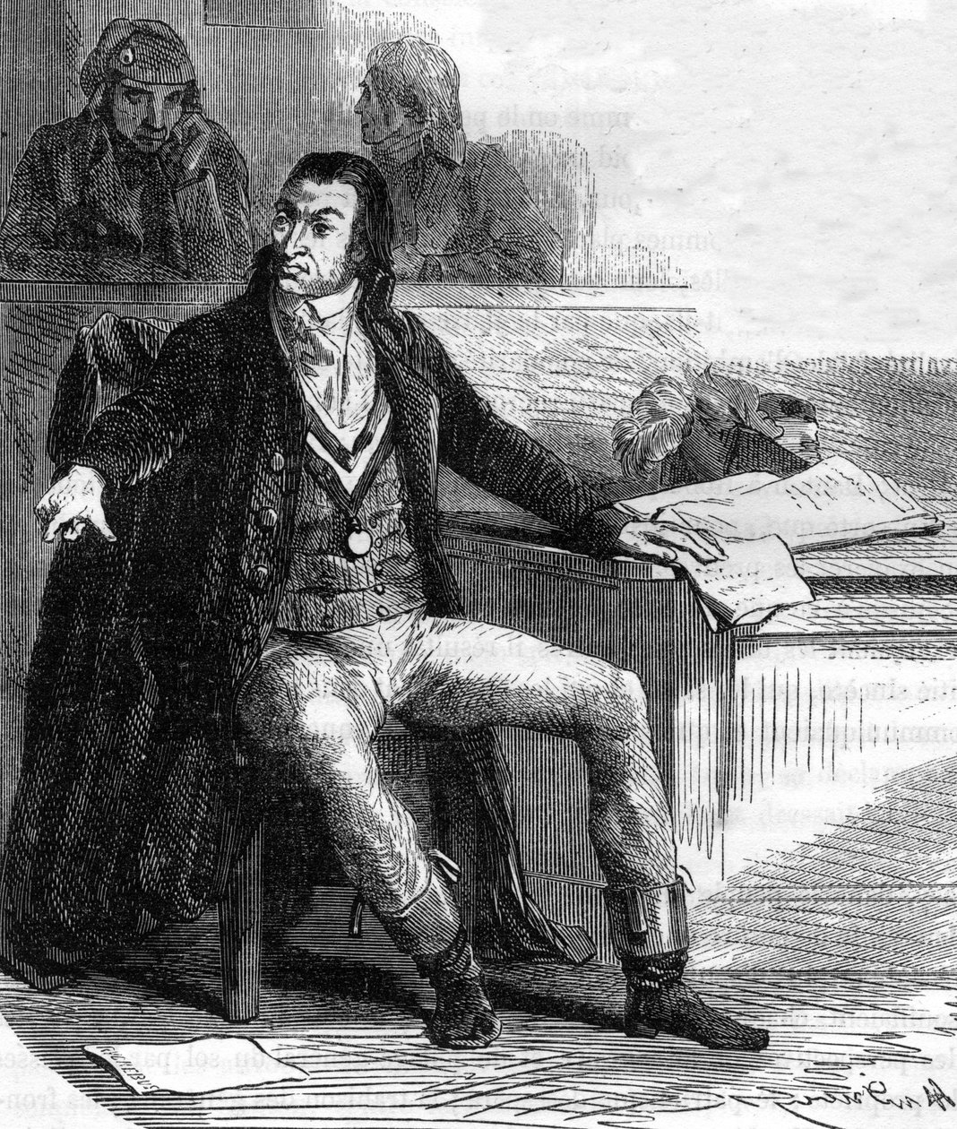 Antoine Quentin Fouquier de Tinville, Fouquier-Tinville (1746-1795), francia törvényhozó és forradalmár, a Forradalmi Törvényszék nyilvános vádlója – Alphonse de Lamartine (1790-1869) „Histoire des Girondins”-ba vésett, magánéleti 166-18-18. ragasztó alkotó: Anonymous Anonymous