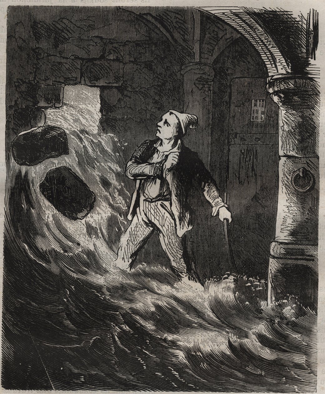 Szökési kísérlet a Toulon Bagne-ból a 19. században. Pierre Zaccone (1817-1895) (Colonia Penale - Büntetőtelep) metszet az „Elítéltek története a megalkotásuktól napjainkig” című könyvébe (1877). Magángyűjtemény. alkotó: Anonymous Anonymous