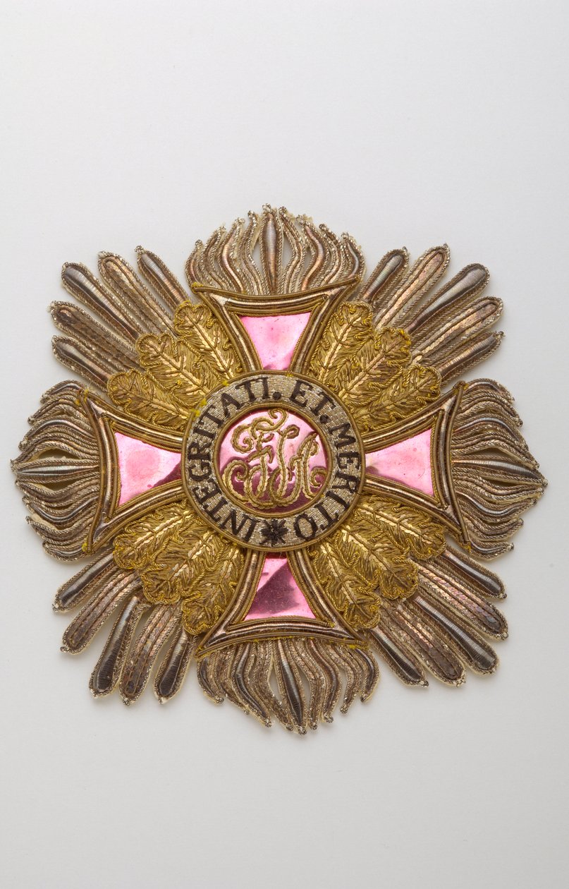 Ausztria - Lipótrend: Charles Louis Huguet lovagnagy kereszt emléktáblája, Semonville márkié (1759-1839) - Debütáló XIX. század - Arany-, ezüst- és selyemszálak, crantilla, flitterek és talmi hímzések - Nagy vászon lelke és darabka alkotó: Anonymous Anonymous