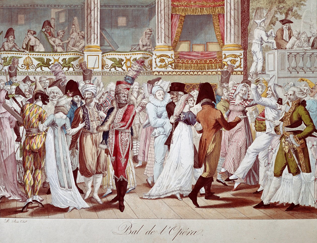 Bálmaszk a Párizsi Operában. Bosio litográfiája. 19. századi Párizs, Musee Carnavalet alkotó: Anonymous Anonymous