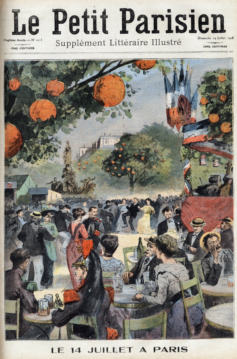 Július 14-i bál Párizsban. A „Le petit parisien” című újság egyike 1908.07.19. Magángyűjtemény. alkotó: Anonymous Anonymous