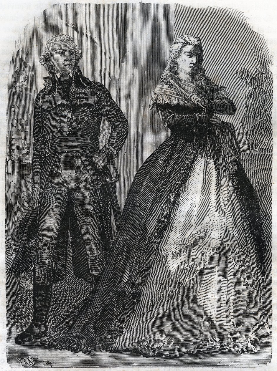 Charles Francois du Perier dit Dumouriez (1739-1823), francia tábornok Marie Antoinette királynő mellett (1755-1793). Metszet 1866-ból Adolphe Thiers „Histoire de la Revolution francaise” c. Magángyűjtemény. alkotó: Anonymous Anonymous