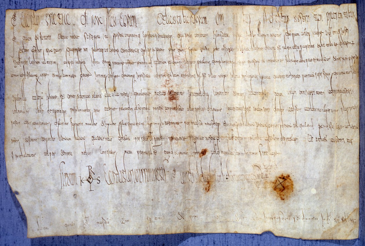 Nagy Károly király (I. Károly, Nagy Károly vagy Carolus Magnus) oklevele (742-814), amely 779. március 27-én mentesíti a Saint Germain des Pres-i apátságot az adó alól. Párizs, Nemzeti Levéltár alkotó: Anonymous Anonymous