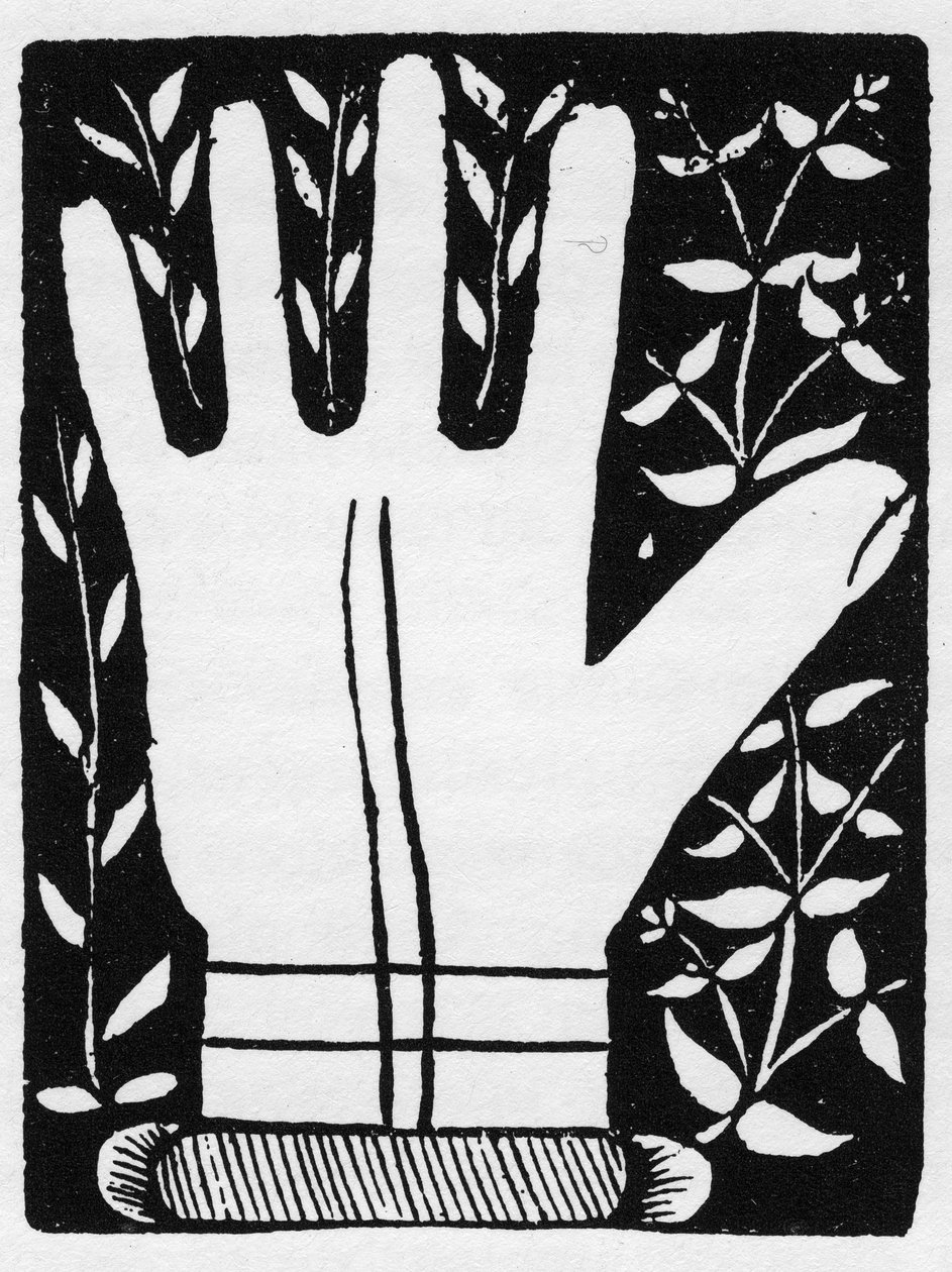 Chiromancia – kettős szaturnuszi vonal – 1545-ös metszet a „The Art of Chyromance” című művében, Andre Corvo – Magángyűjtemény alkotó: Anonymous Anonymous