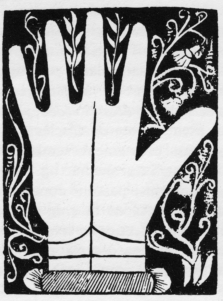 Chiromancia – Szaturnuszi vonal – 1545-ös metszet Andre Corvo „The Art of Chyromance” című művében – Magángyűjtemény alkotó: Anonymous Anonymous