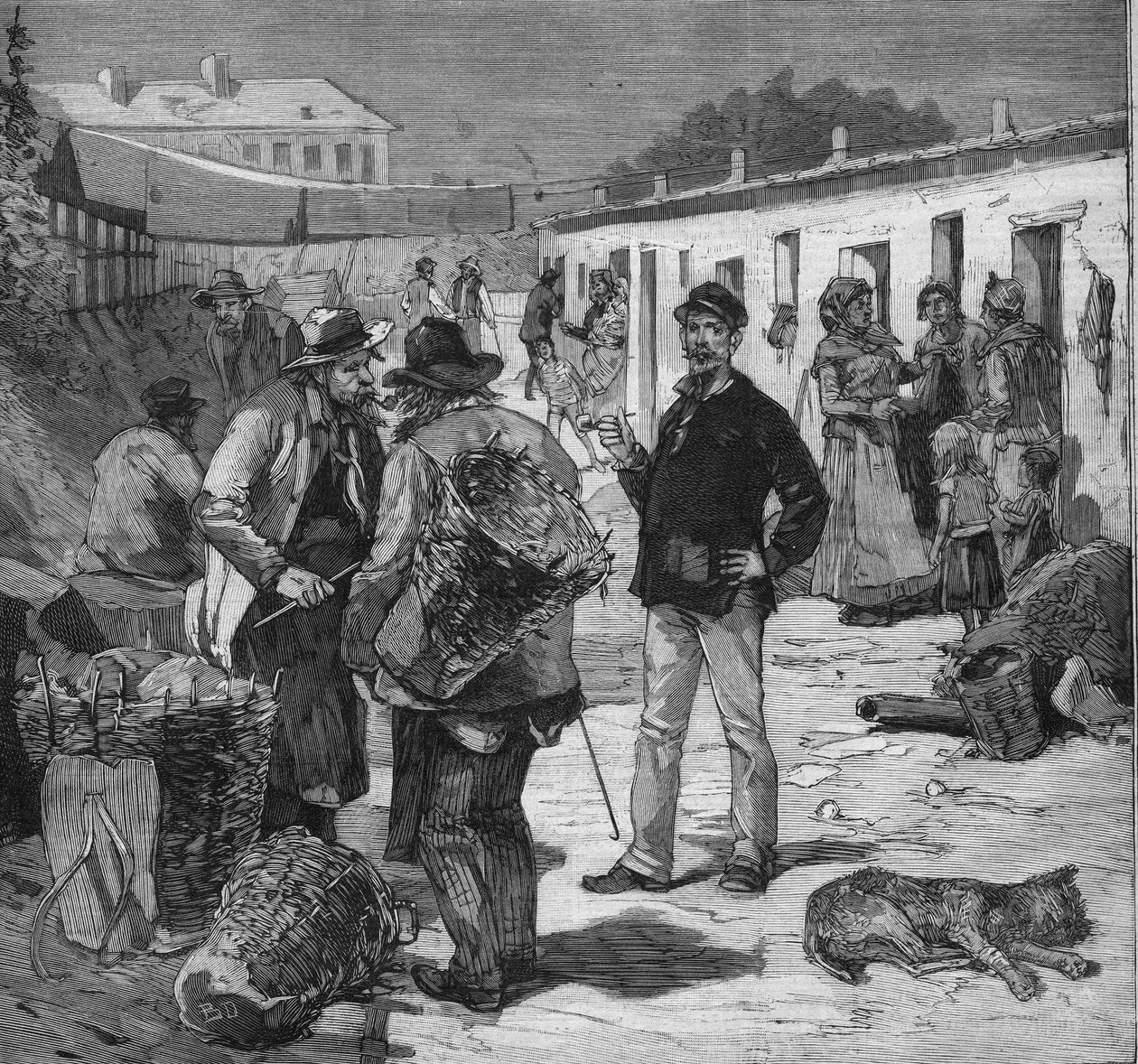 A parlagszedők városa Clichyben, Párizsban. Metszet a „” Le petit parisien””-ben 1892.07.08. Magángyűjtemény alkotó: Anonymous Anonymous