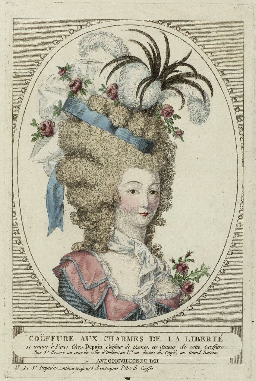 Coiffure Aux Charmes De La Liberte, Anonymous. Rézmetszet, akvarell, c. 1790, Magángyűjtemény alkotó: Anonymous Anonymous