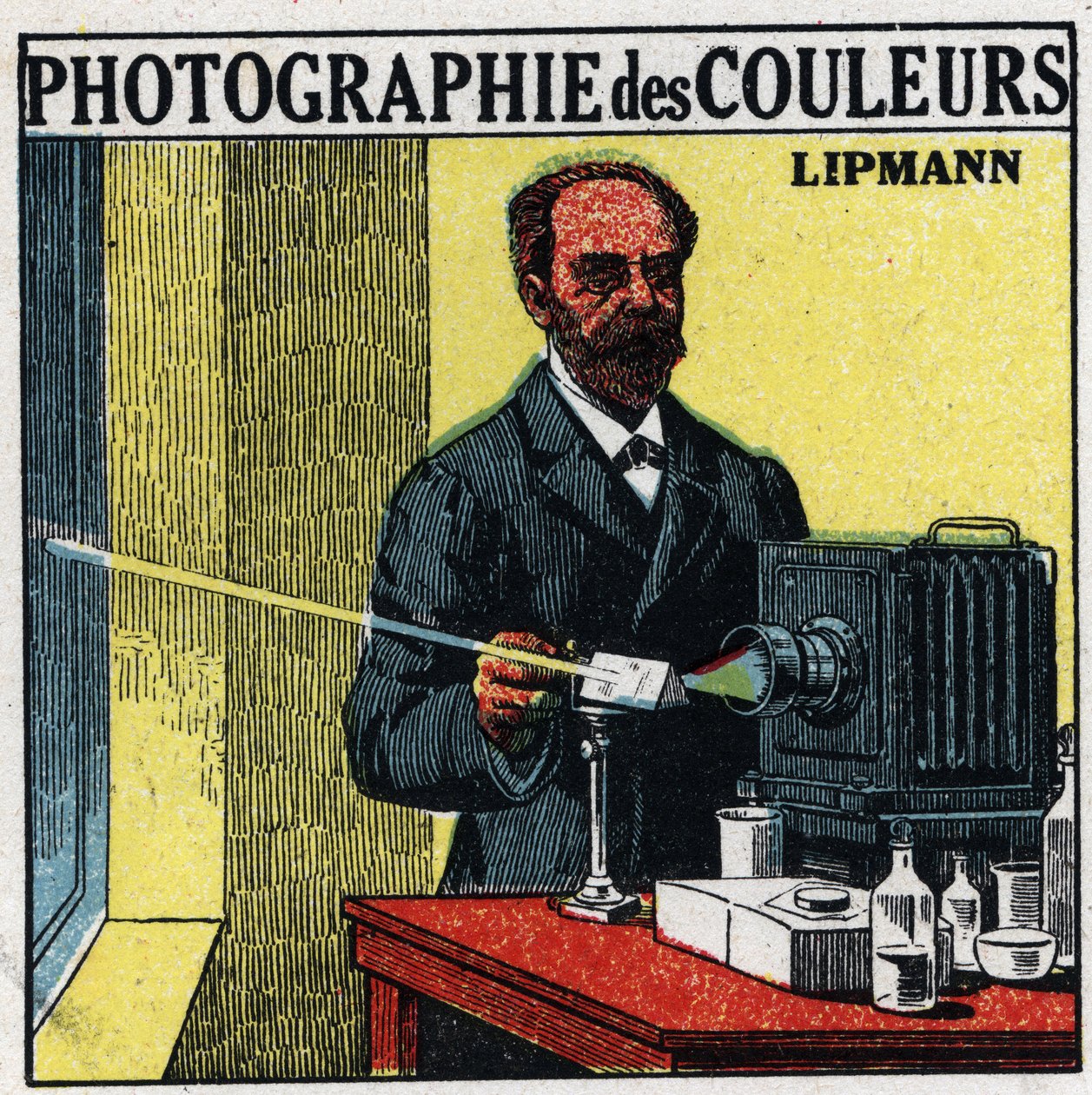 Színes fényképezés: Gabriel Lippmann (1845-1921) által 1891-ben feltalált eljárás. Névtelen illusztráció 1925-ből. Magángyűjtemény. alkotó: Anonymous Anonymous