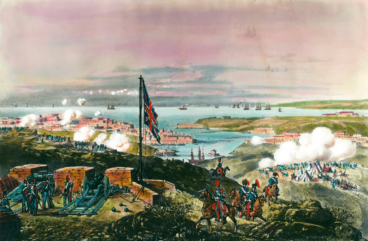 Krími háború (1853-1856) Oroszország és az Oszmán Birodalom között: a franciák és a britek a törökökkel szövetkezve ostromolták Sebastopol orosz kikötőjét 1854. október 17. és 1855. szeptember 8. között. Kilátás az angol frontról. századi metszet. Priva alkotó: Anonymous Anonymous