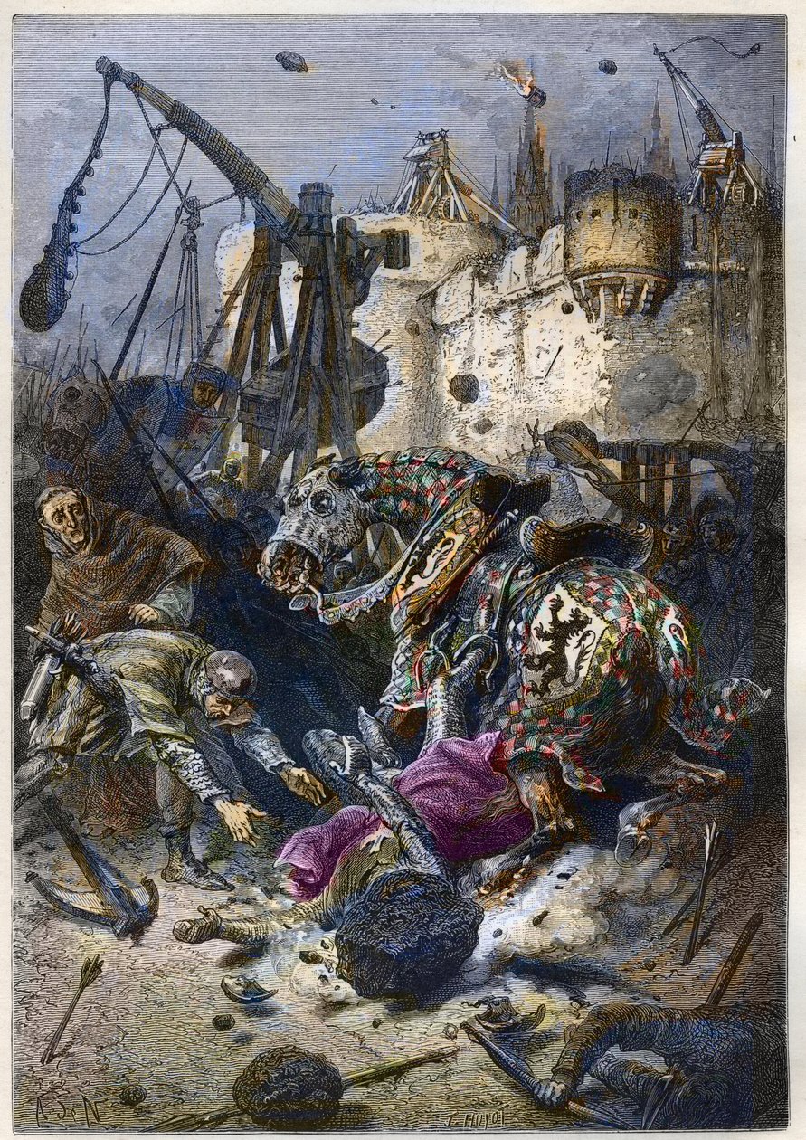 IV. montforti Simon (1150-1218) francia arisztokrata halála Toulouse székhelyén 1218-ban – Simon de Montfort halála a toulouse-i csata során, június 25. alkotó: Anonymous Anonymous
