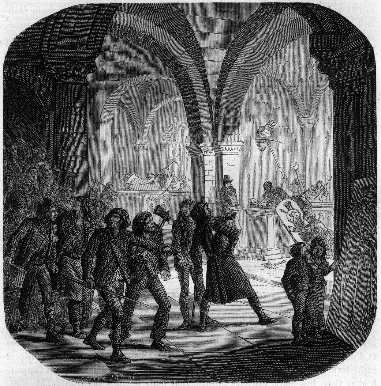 A francia monarchia királysírjainak lerombolása a Saint-Denis templomban alkotó: Anonymous Anonymous