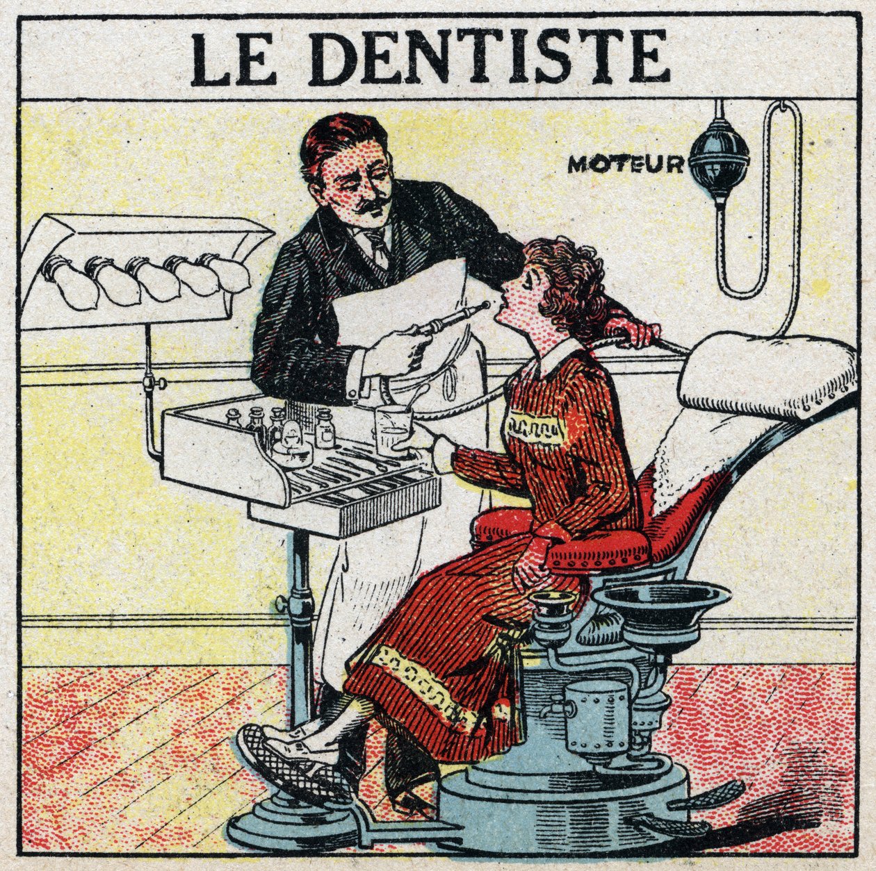 Elektromos szerszámok: a fogorvos. 1925 névtelen illusztrációja. Magángyűjtemény. alkotó: Anonymous Anonymous