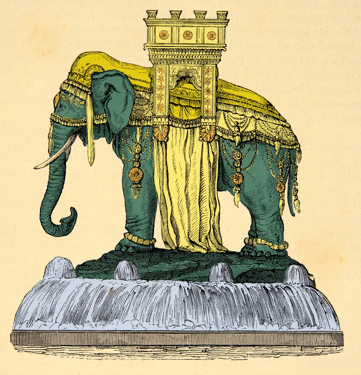 Elefánt szökőkút projekt a Place de la Bastille-n, demolie 1840-ben, Metszet, Magángyűjtemény alkotó: Anonymous Anonymous