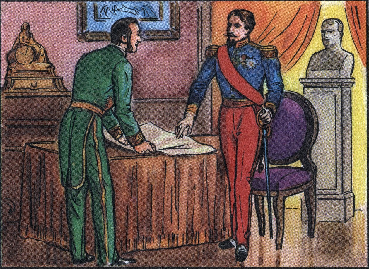 III. Napóleon császár (1808-1873) Georges Haussmann báróval (1809-1891) névtelen illusztrációval a francia uralkodók és államfők gyűjteményében”. 20. század. Magángyűjtemény. alkotó: Anonymous Anonymous